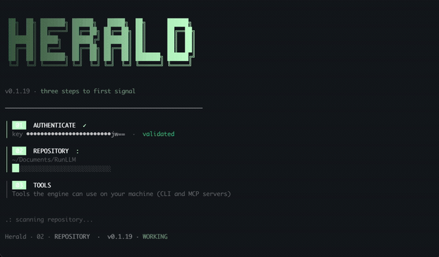 Herald CLI first-time setup flow